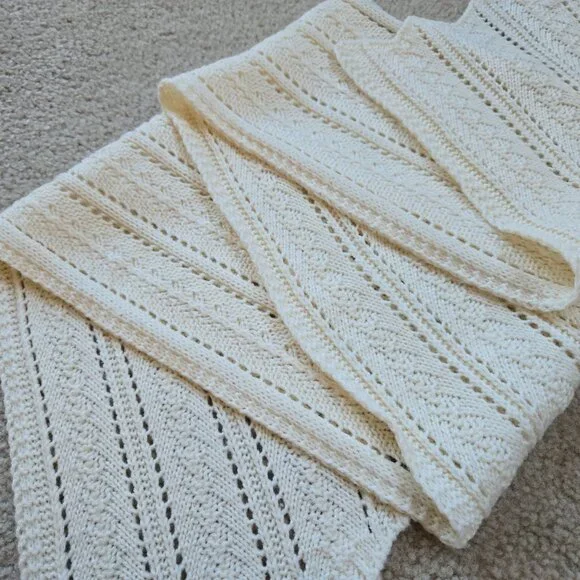 Vintage Pointelle Scarf *Possibly Cashmere* Ivory Fownes Brothers - Picture 8 of 10